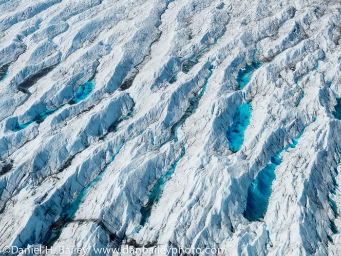 Pools of meltwater on the Knik Glacier. Fuji X20.