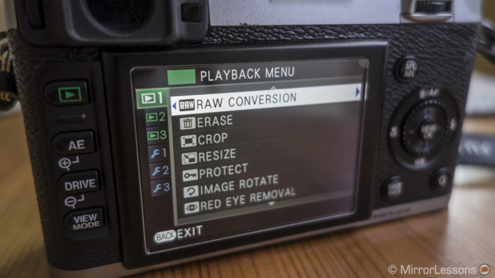 The Playback Menu on the X100s
