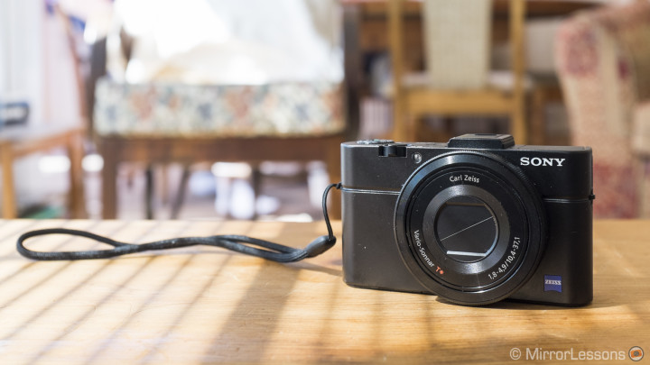 The RX100 II with the supplied hand strap.