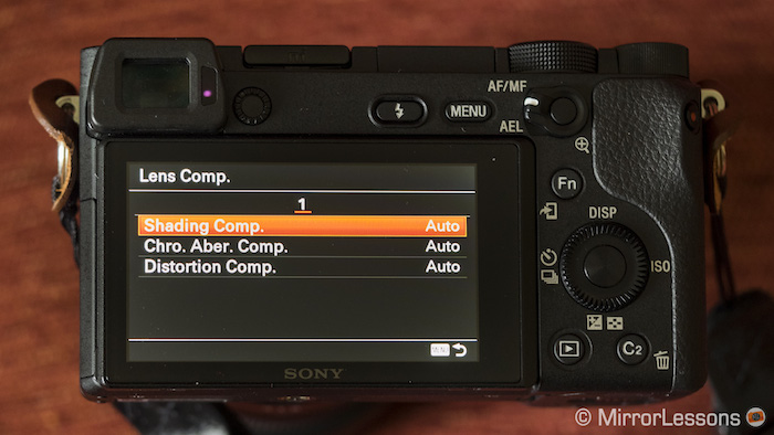 Lens Comp. menu