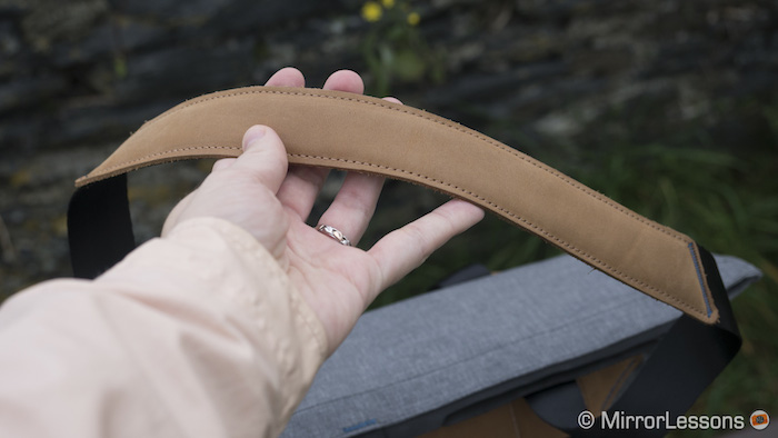 One of the leather handles